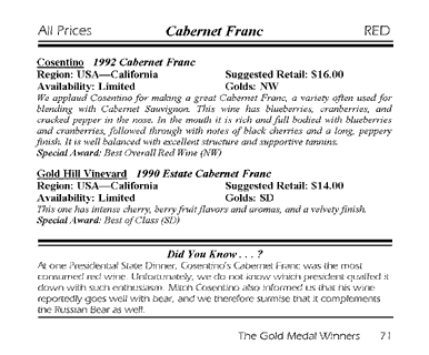 Best Wines book page